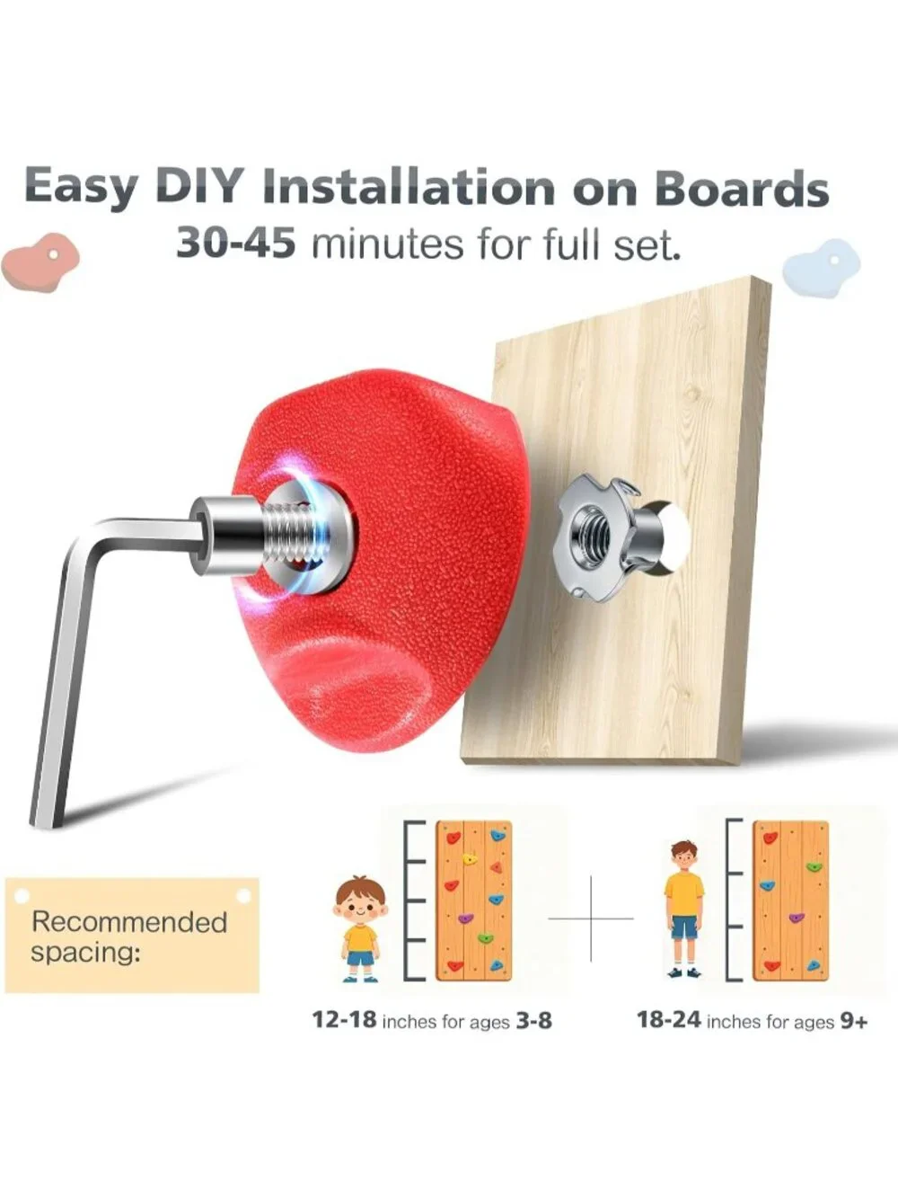 32Pcs Rock Climbing Holds for Kids, Climbing Wall Grips for Playground